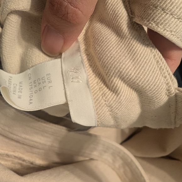 H&M Denim Midi Pinafore Dress Apron Style Cream Off-White — Coastal Summer L - Picture 5 of 6